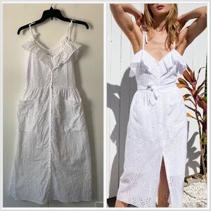 Emerson Fry Meadow Sundress White Floral Eyelet Midi Dress Cottagecore M